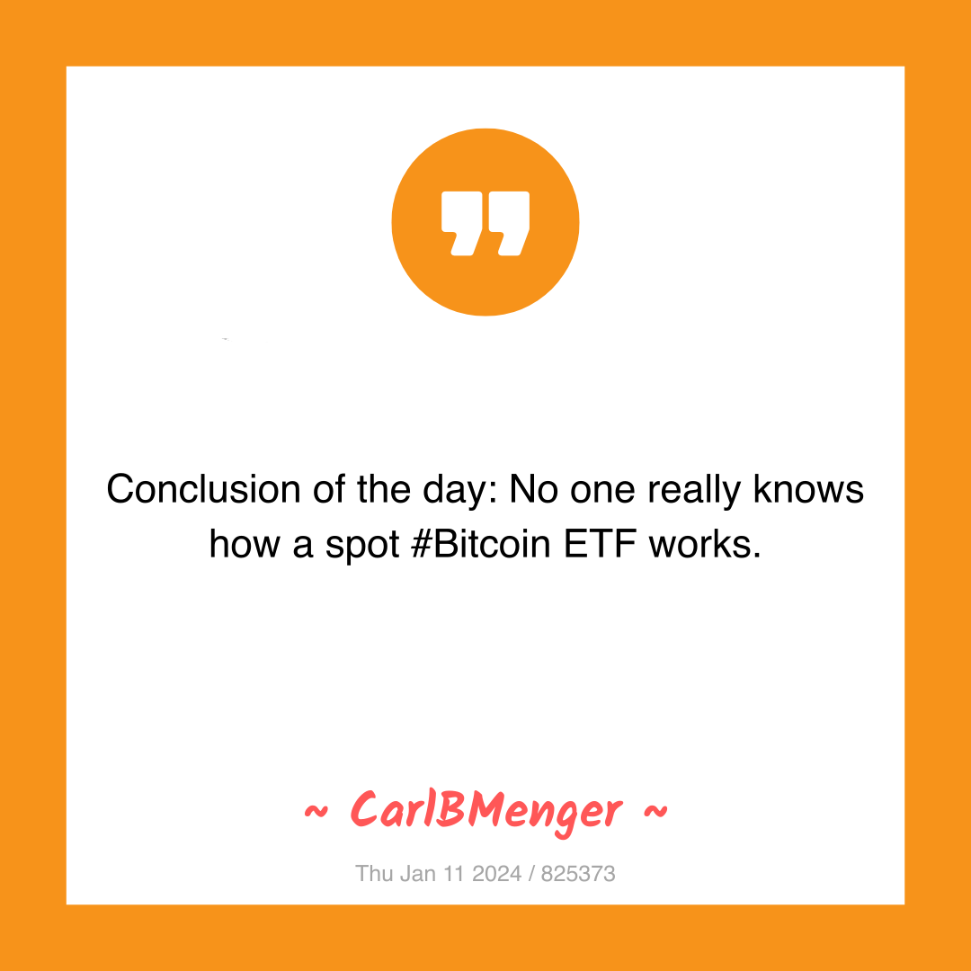 Conclusion of the day: No one really knows how a spot #Bitcoin ETF works.