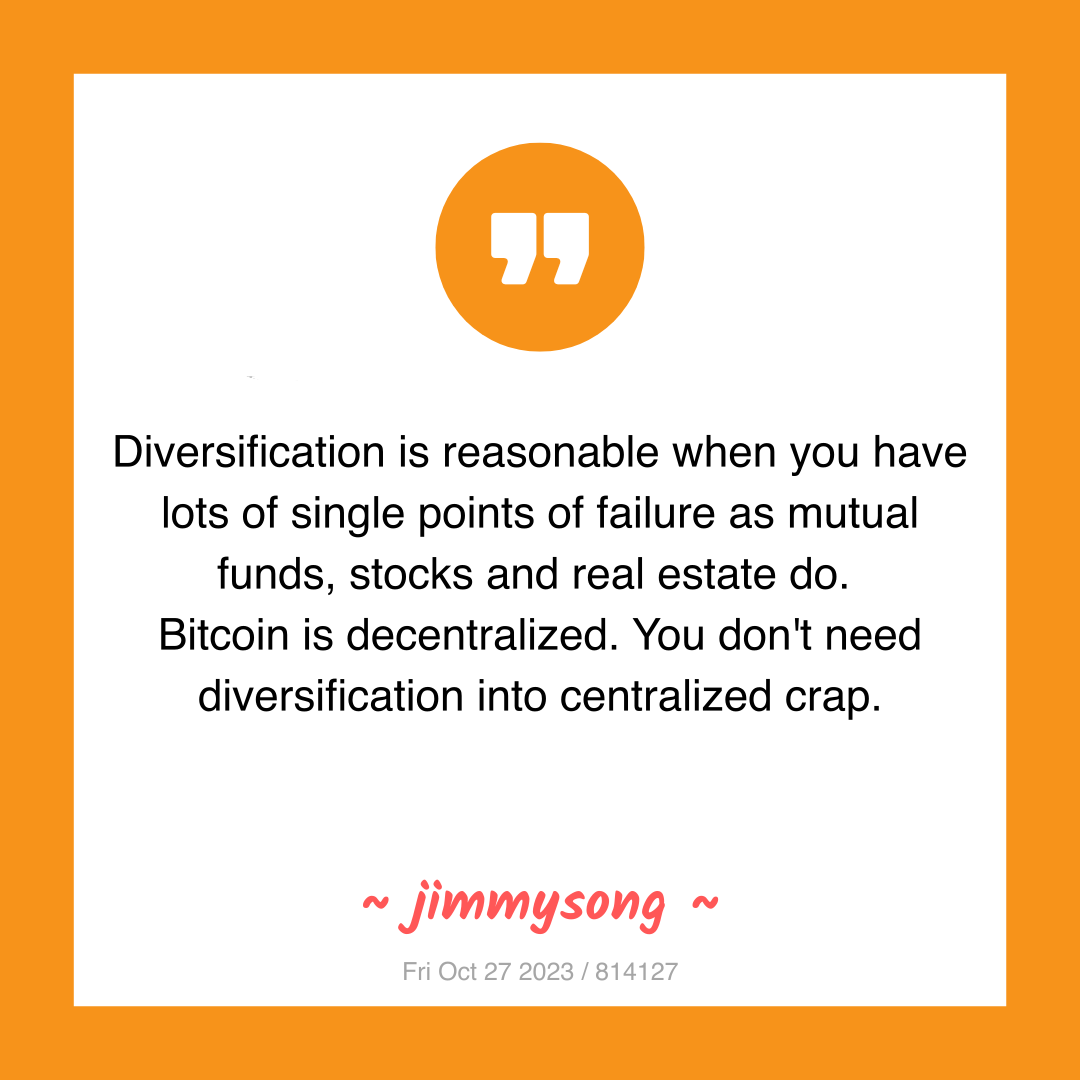 Diversification is reasonable when you have lots of single points of failure as mutual funds, stocks and real estate do.
Bitcoin is decentralized. You don't need diversification into centralized crap.