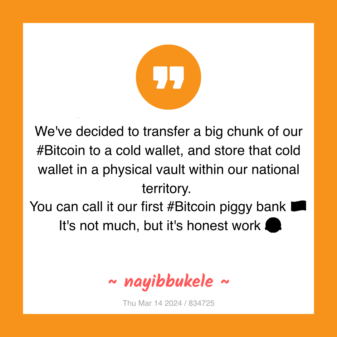 We've decided to transfer a big chunk of our #Bitcoin to a cold wallet, and store that cold wallet in a physical vault within our national territory.
You can call it our first #Bitcoin piggy bank 🇸🇻
It's not much, but it's honest work 😂