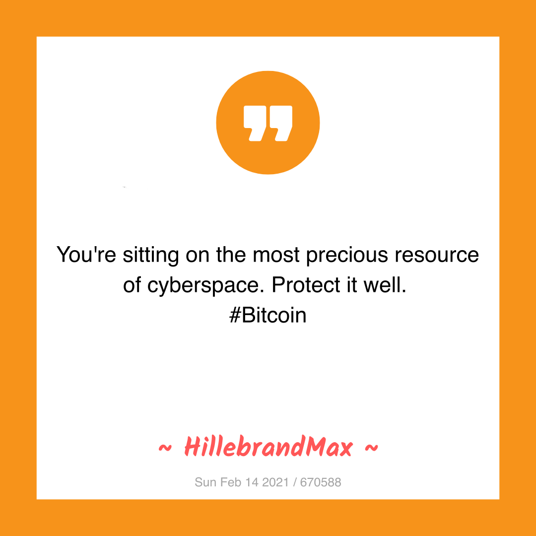 You're sitting on the most precious resource of cyberspace. Protect it well.
#Bitcoin