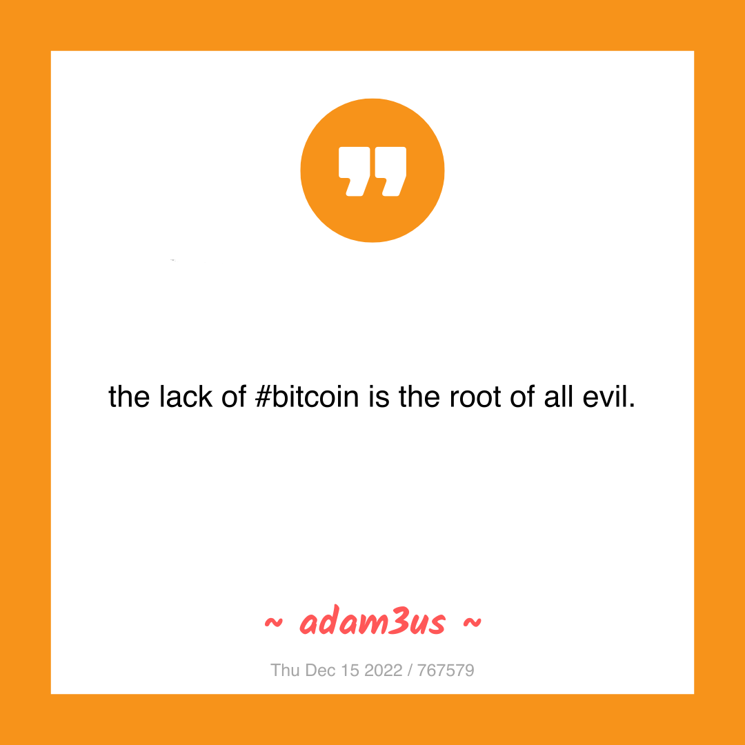 the lack of #bitcoin is the root of all evil.