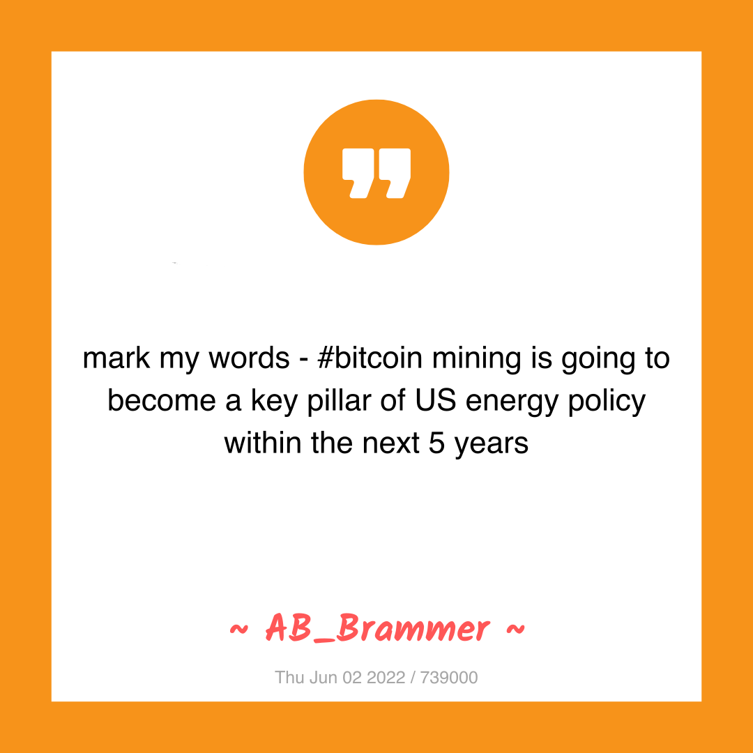 mark my words - #bitcoin mining is going to become a key pillar of US energy policy within the next 5 years